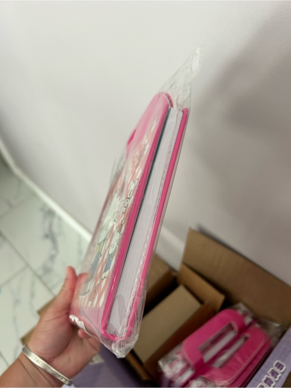 4/$50 Sanrio Hello Kitty Pink and Red Plaid Carry Case - Picture 2 of 3